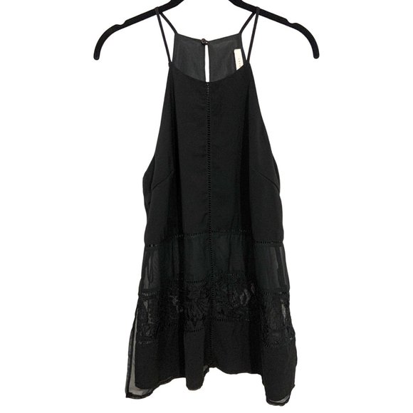 Lush Tops - Sleeveless Flowy Top w/ Lace & Mesh Inset Detail